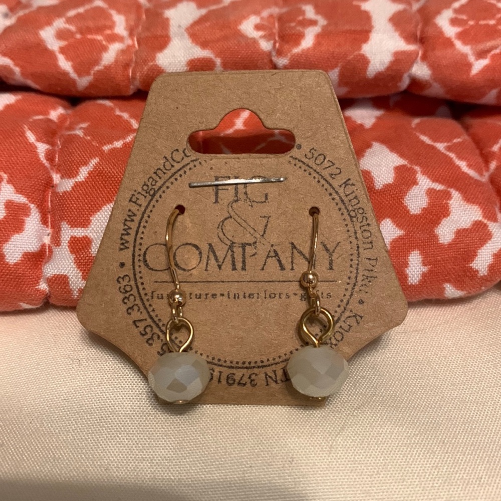Gold Dangle Earrings with Gem Ball